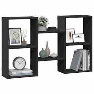 vidaXL Ραφιέρα Τοίχου Μαύρο 96x18x60 εκ. από Επεξεργασμένο Ξύλο