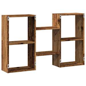 Nástěnná police old wood 96 x 18 x 60 cm kompozitní dřevo - obrázek 6