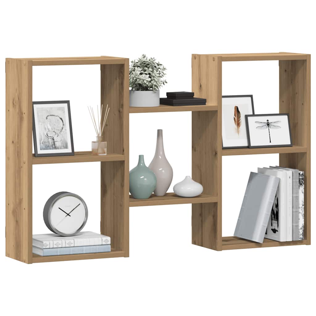 vidaXL - Wandschap - 96x18x60 - cm - bewerkt - hout - artisanaal - eikenkleurig