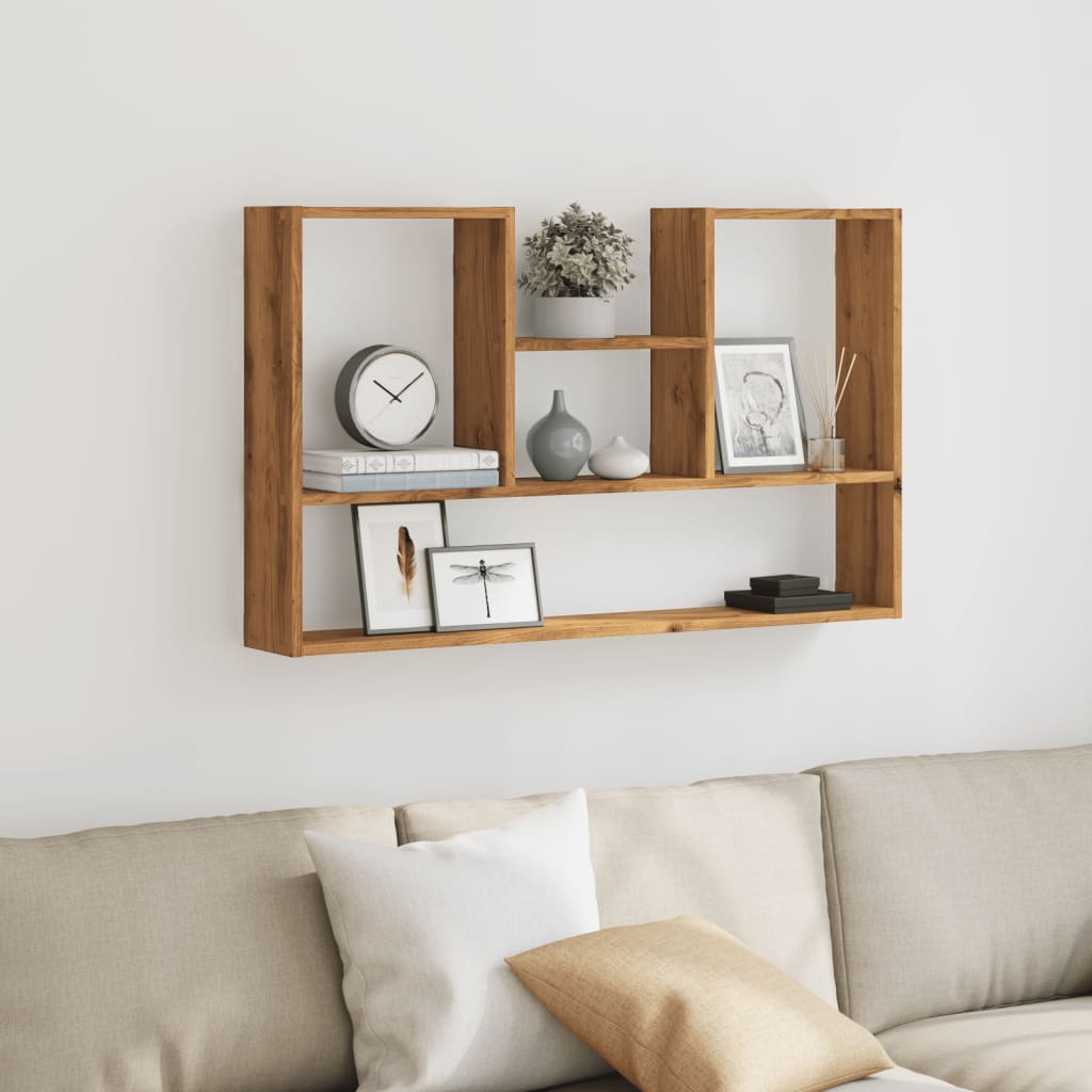 vidaXL Wandschap 99x15x60 cm bewerkt hout artisanaal eikenkleurig afbeelding
