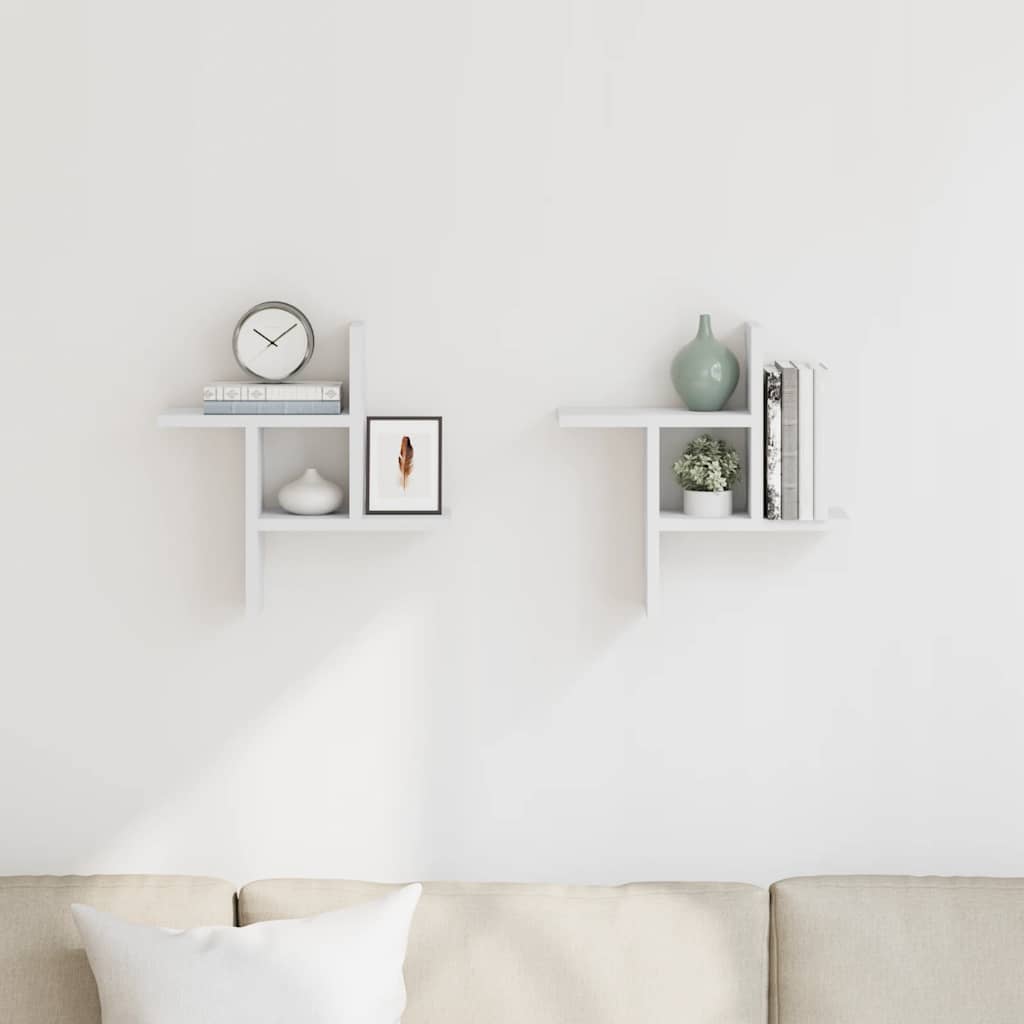 Thumbnail - vidaXL Wandregale 2 Stk. Weiß 38x12x38 cm Holzwerkstoff