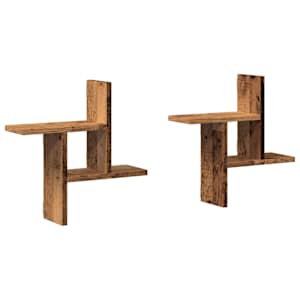 Nástěnné police 2 ks old wood 38 x 12 x 38 cm kompozitní dřevo - obrázek 2