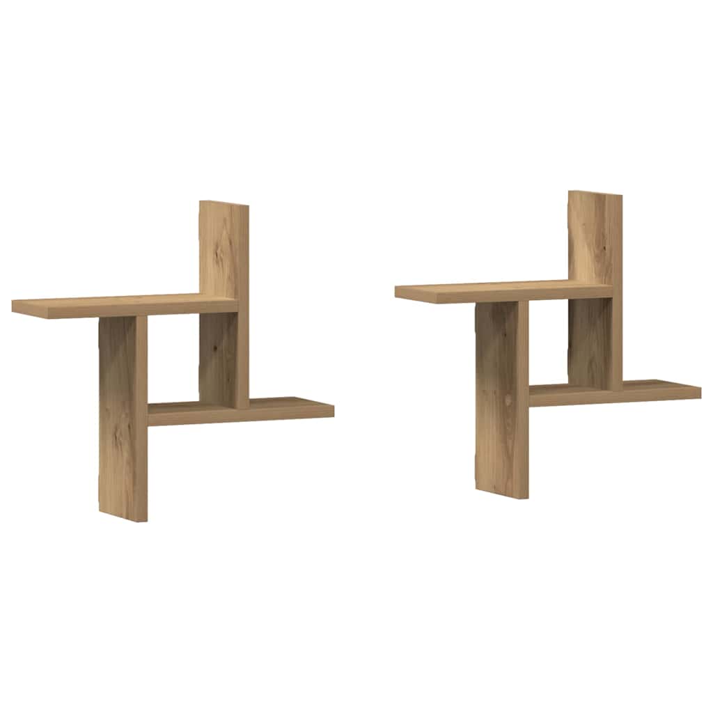 Thumbnail - vidaXL Wandregale 2 Stk. Artisan-Eiche 38x12x38 cm Holzwerkstoff