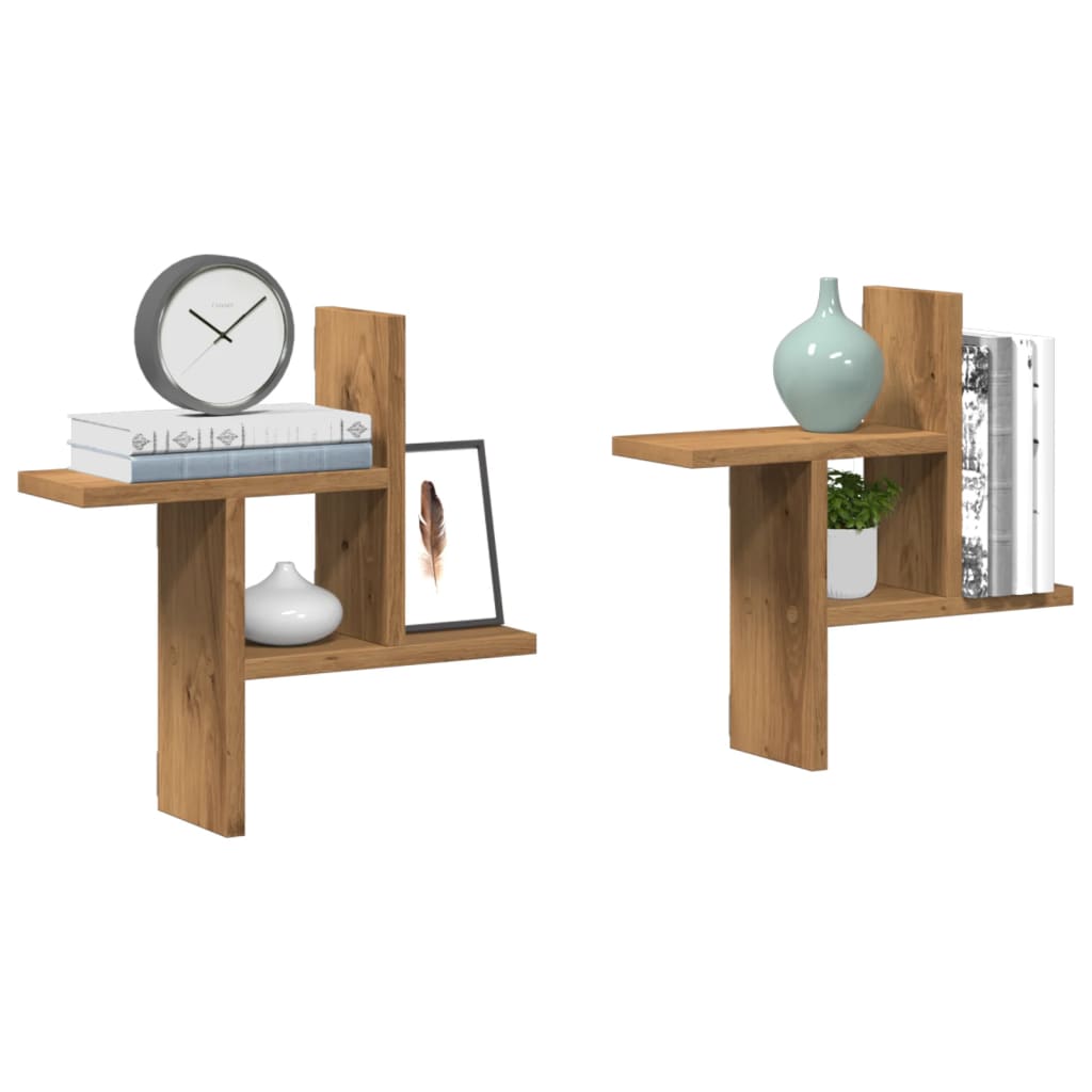 vidaXL Wandregale 2 Stk. Artisan-Eiche 38x12x38 cm Holzwerkstoff