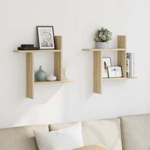 Stenska polica 2 kosa sonoma hrast 50x12x50 cm inženirski les