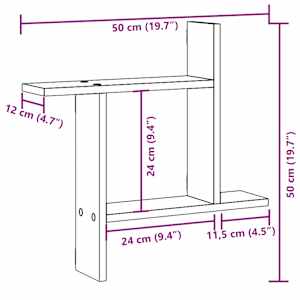 Nástěnné police 2 ks betonově šedé 50x12x50 cm kompozitní dřevo - obrázek 12