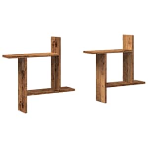 Nástěnné police 2 ks old wood 50 x 12 x 50 cm kompozitní dřevo - obrázek 2