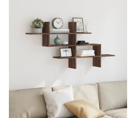 vidaXL Wall Shelf Brown Oak Engineered Wood Large Wall Shelf
