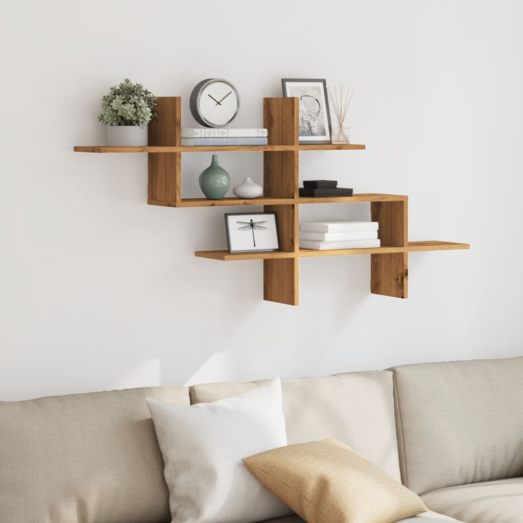 vidaXL Wall Shelf Artisian Oak 124.5x18x60.5 cm Engineered Wood