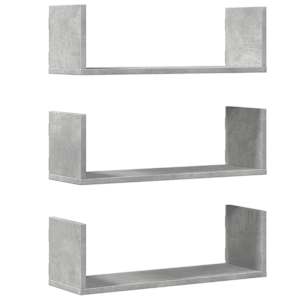 vidaXL seinariiulid 3 tk, betoonhall, 58x18x18 cm, tehispuit