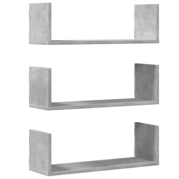 vidaXL seinariiulid 3 tk, betoonhall, 58x18x18 cm, tehispuit