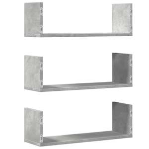 Nástěnné police 3 ks betonově šedé 58x18x18 cm kompozitní dřevo - obrázek 6