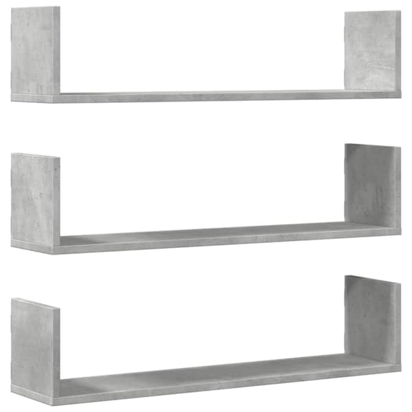 vidaXL seinariiulid 3 tk, betoonhall, 80x18x18 cm, tehispuit