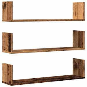 Nástěnné police 3 ks old wood 80 x 18 x 18 cm kompozitní dřevo - obrázek 2