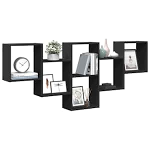 vidaXL Raft de perete, negru, 159x18x66 cm, lemn prelucrat