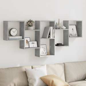 Stenska polica betonsko siva 159x18x66 cm inženirski les