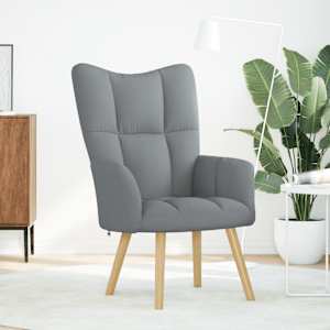 Relaxační židle světle šedá textil - obrázek 2