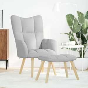 Relaxační křeslo s podnožkou obláčkově šedá textil - obrázek 2