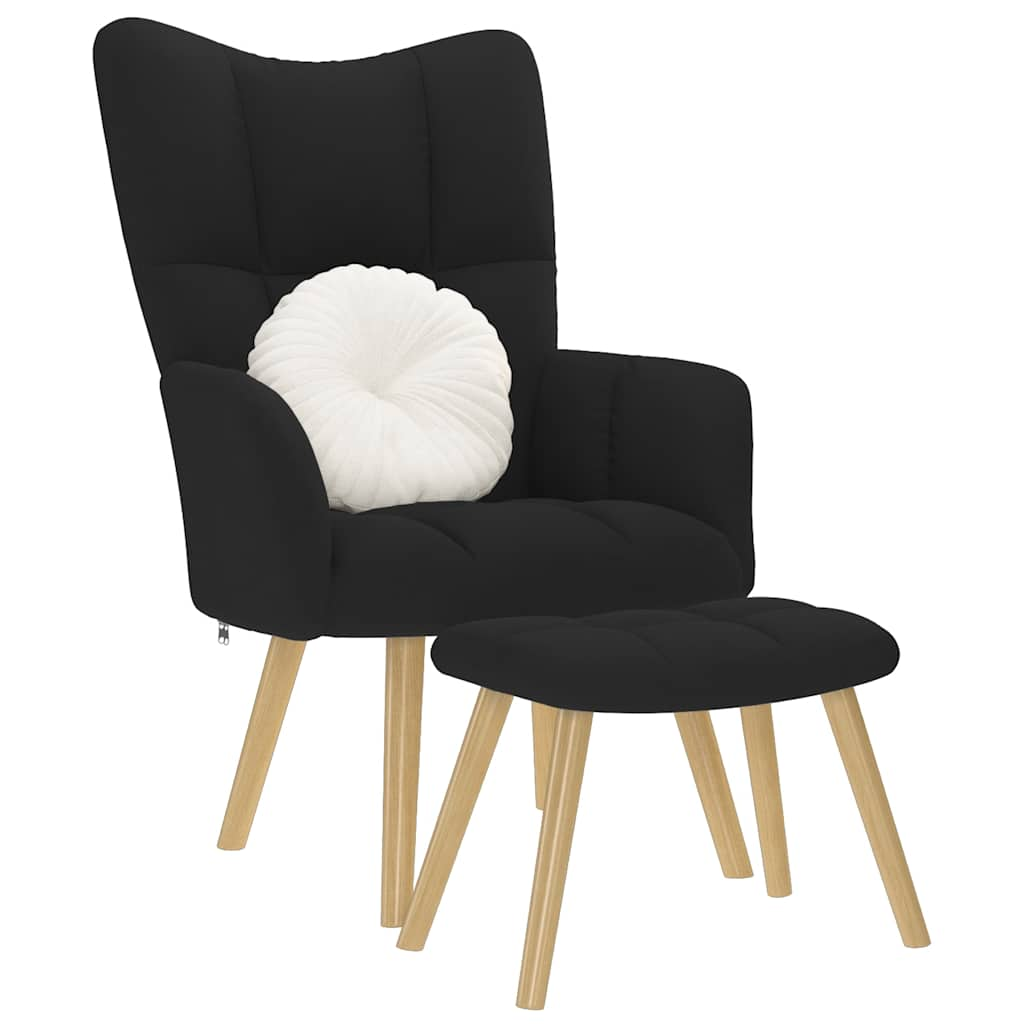 vidaXL Relaxsessel mit Hocker Schwarz Stoff