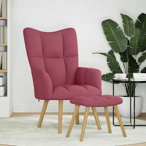 Relaxační křeslo s podnožkou vínové textil - obrázek 2
