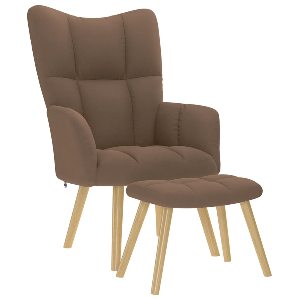 vidaXL Relaxační křeslo s podnožkou hnědé textil