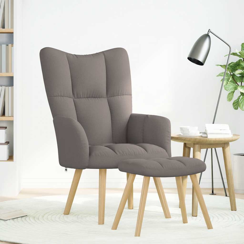 vidaXL Relaxstoel met voetenbank stof taupe afbeelding