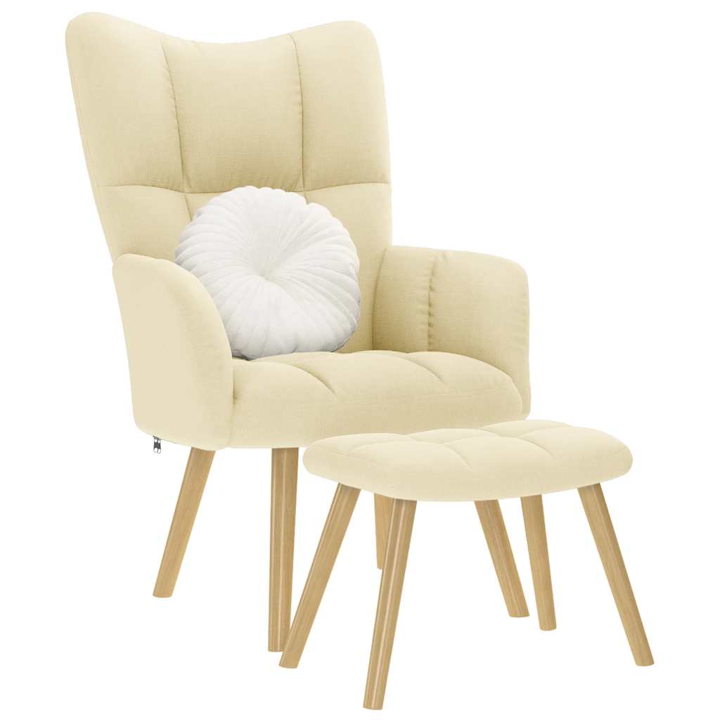 vidaXL Relaxsessel mit Hocker Creme Stoff