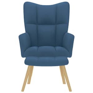 Relaxační křeslo s podnožkou modré textil - obrázek 3
