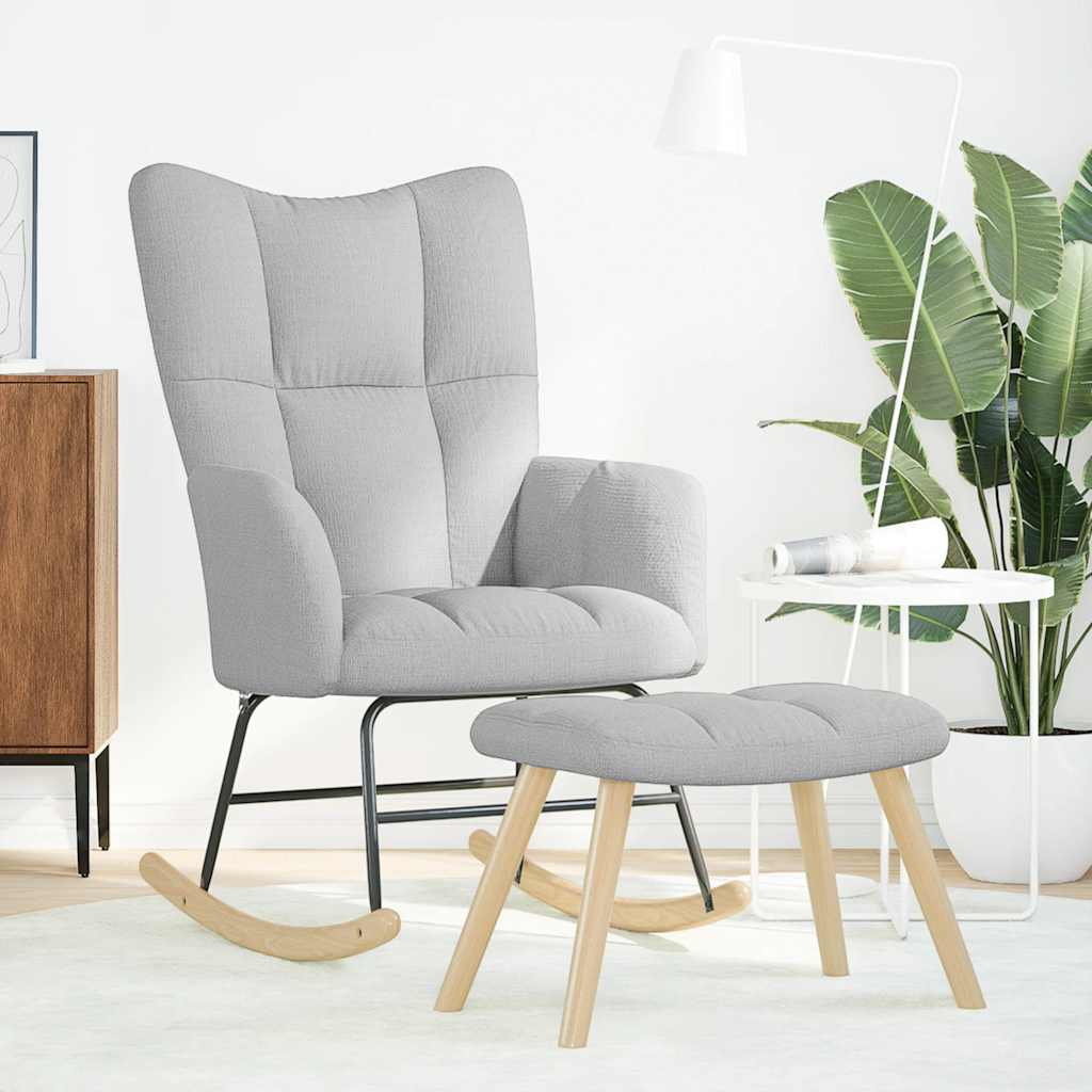 Thumbnail - vidaXL Schaukelstuhl mit Fußhocker Wolkengrauer Stoff