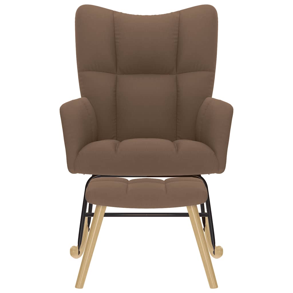 Thumbnail - vidaXL Schaukelstuhl mit Fußhocker Braun Stoff