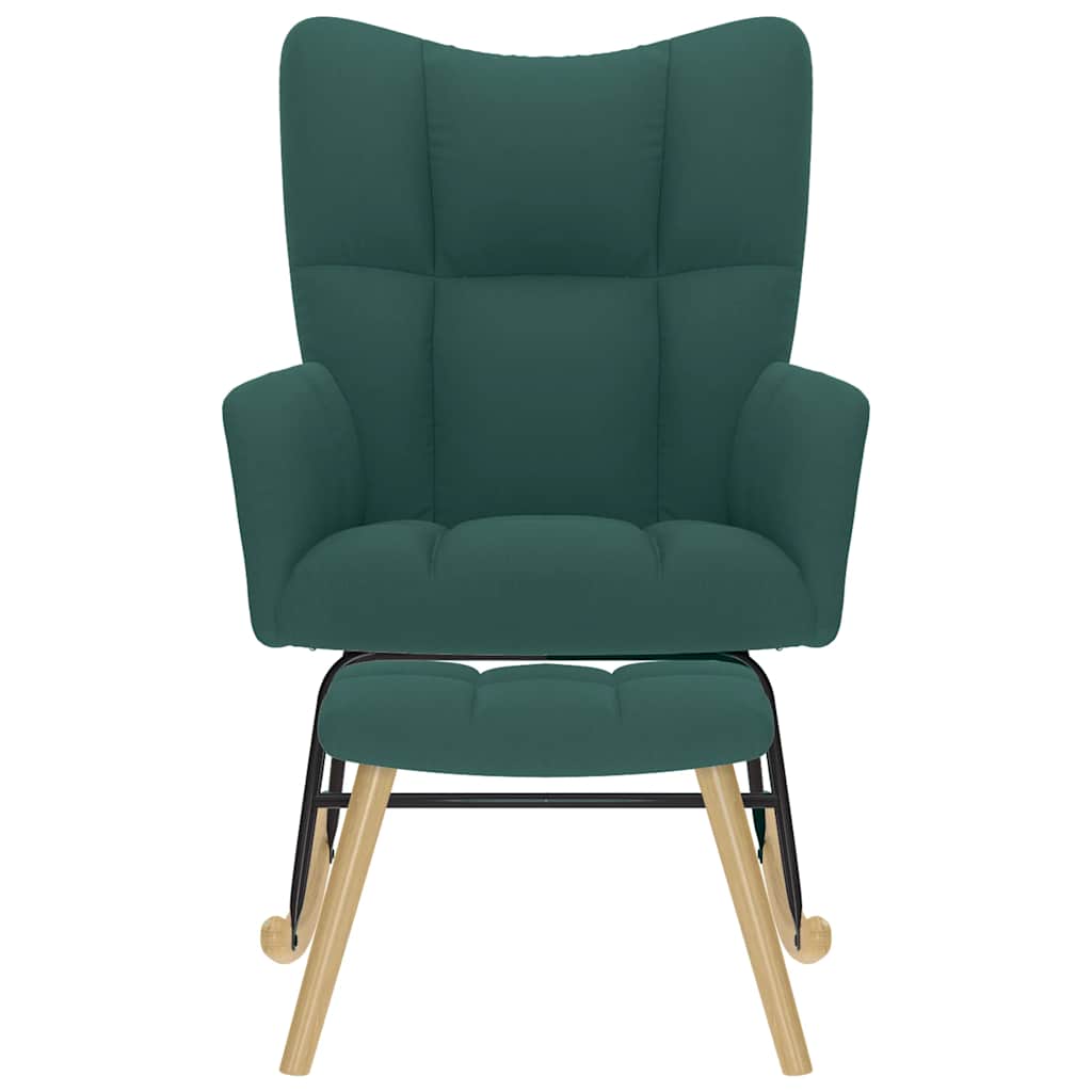 Thumbnail - vidaXL Schaukelstuhl mit Fußhocker Dunkelgrün Stoff