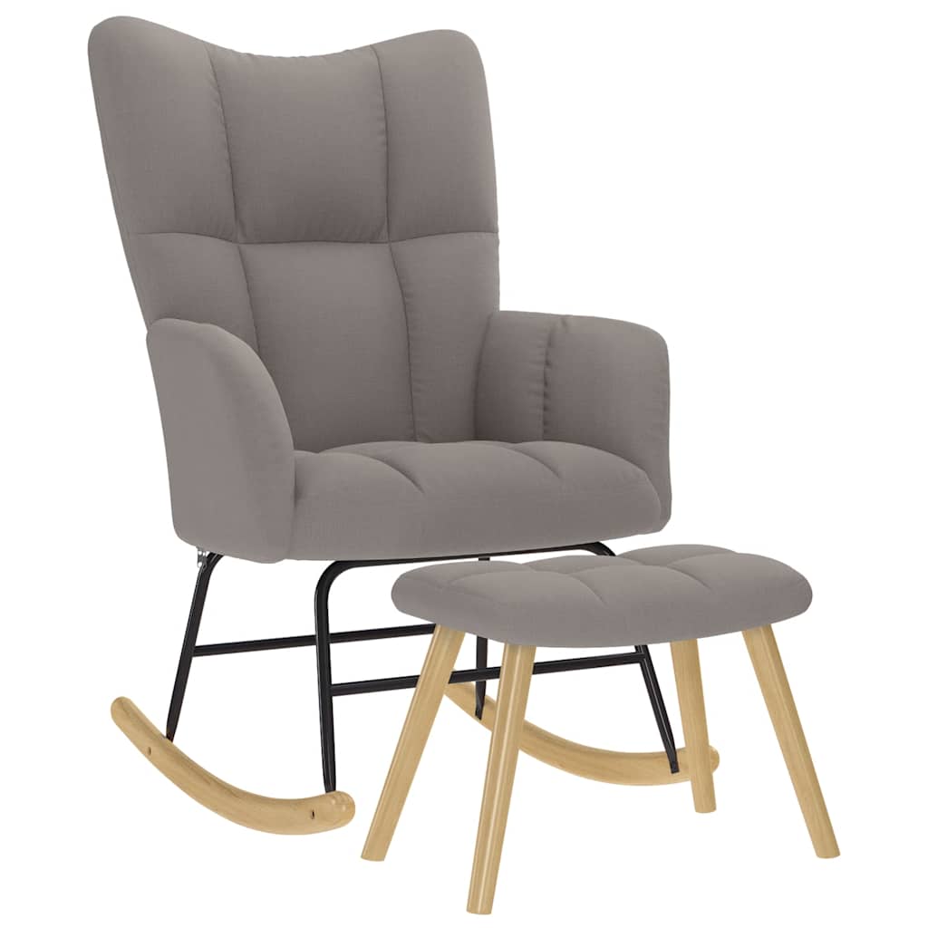 vidaXL Scaun balansoar cu taburet, gri taupe, material textil