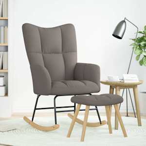 Houpací křeslo s podnožkou taupe textil - obrázek 2