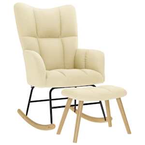 Gugalni stol s stolčkom za noge krem blago