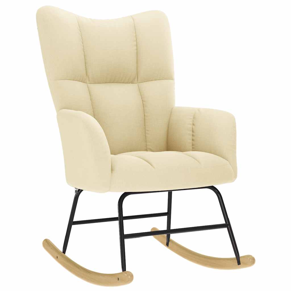 Thumbnail - vidaXL Schaukelstuhl mit Fußhocker Creme Stoff