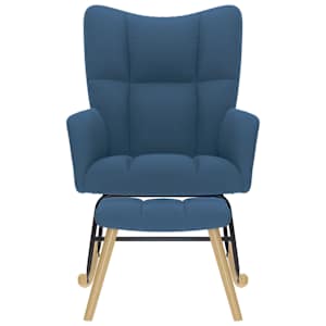 Houpací křeslo s podnožkou modré textil - obrázek 3