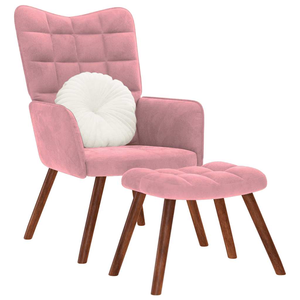 vidaXL Relaxsessel mit Hocker Rosa Samt