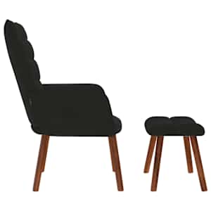Relaxační křeslo s taburetkou, černé sametové - obrázek 6