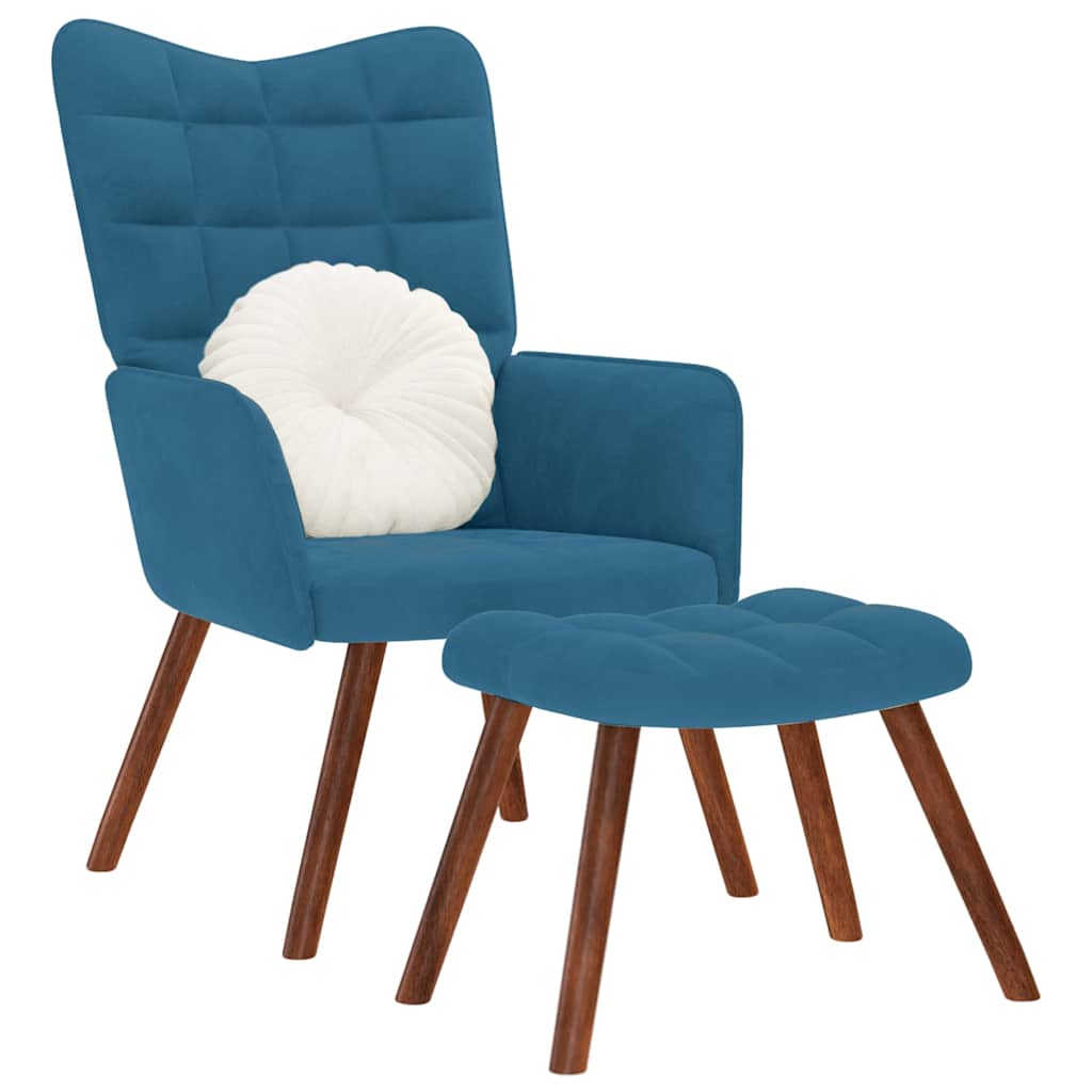 vidaXL Relaxsessel mit Hocker Blau Samt