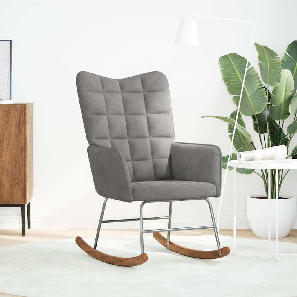 Thumbnail - vidaXL Schaukelstuhl Hellgrau Samt