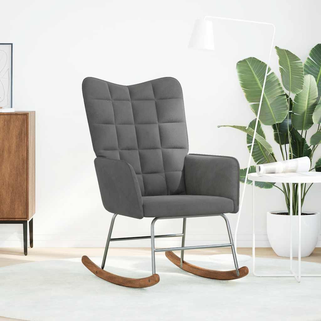 Thumbnail - vidaXL Schaukelstuhl Dunkelgrau Samt