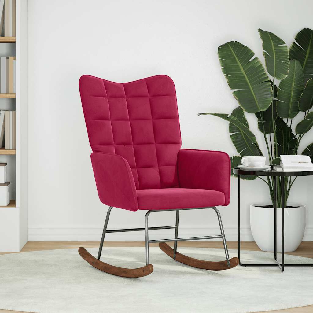 vidaXL Schaukelstuhl Weinrot Samt