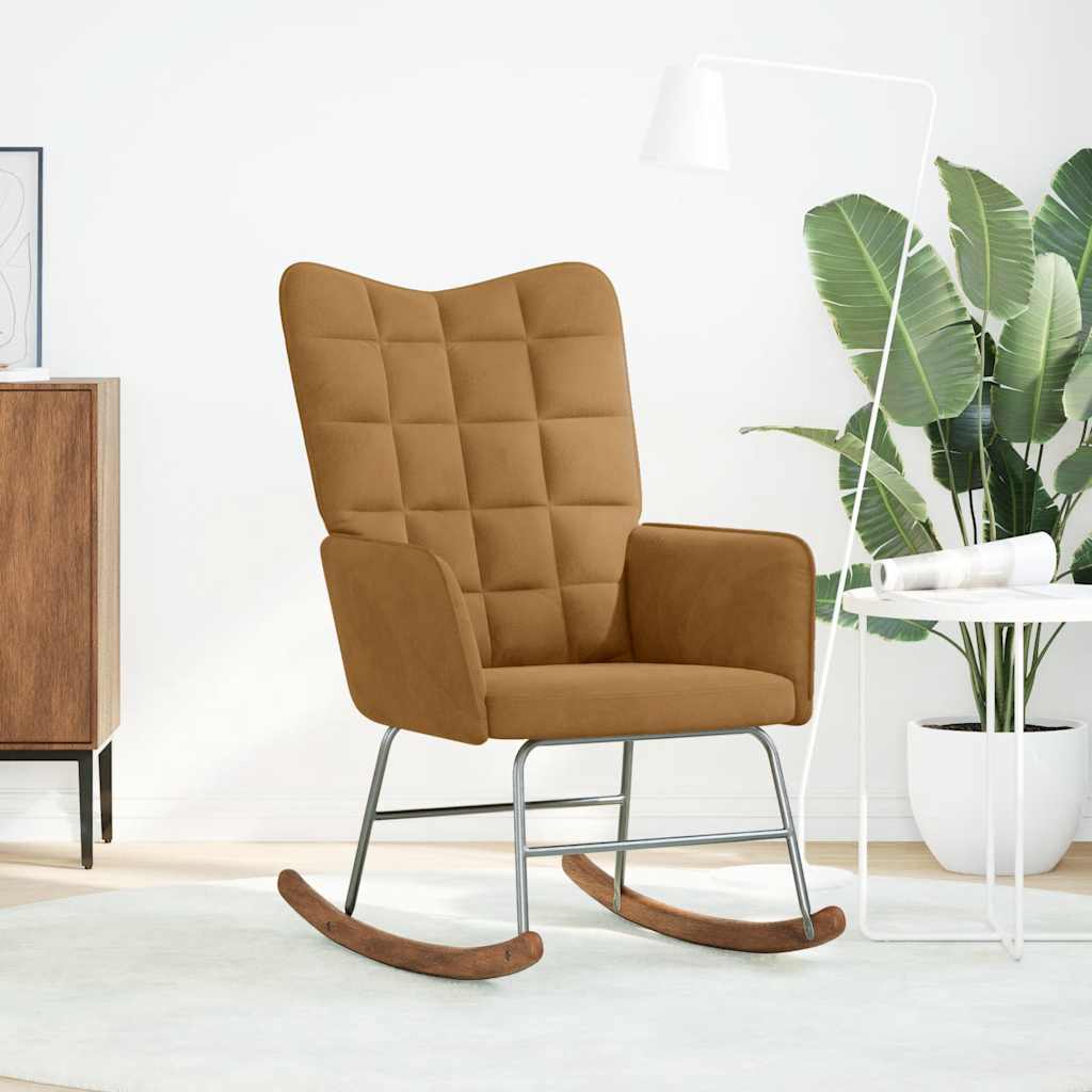 Thumbnail - vidaXL Schaukelstuhl Braun Samt