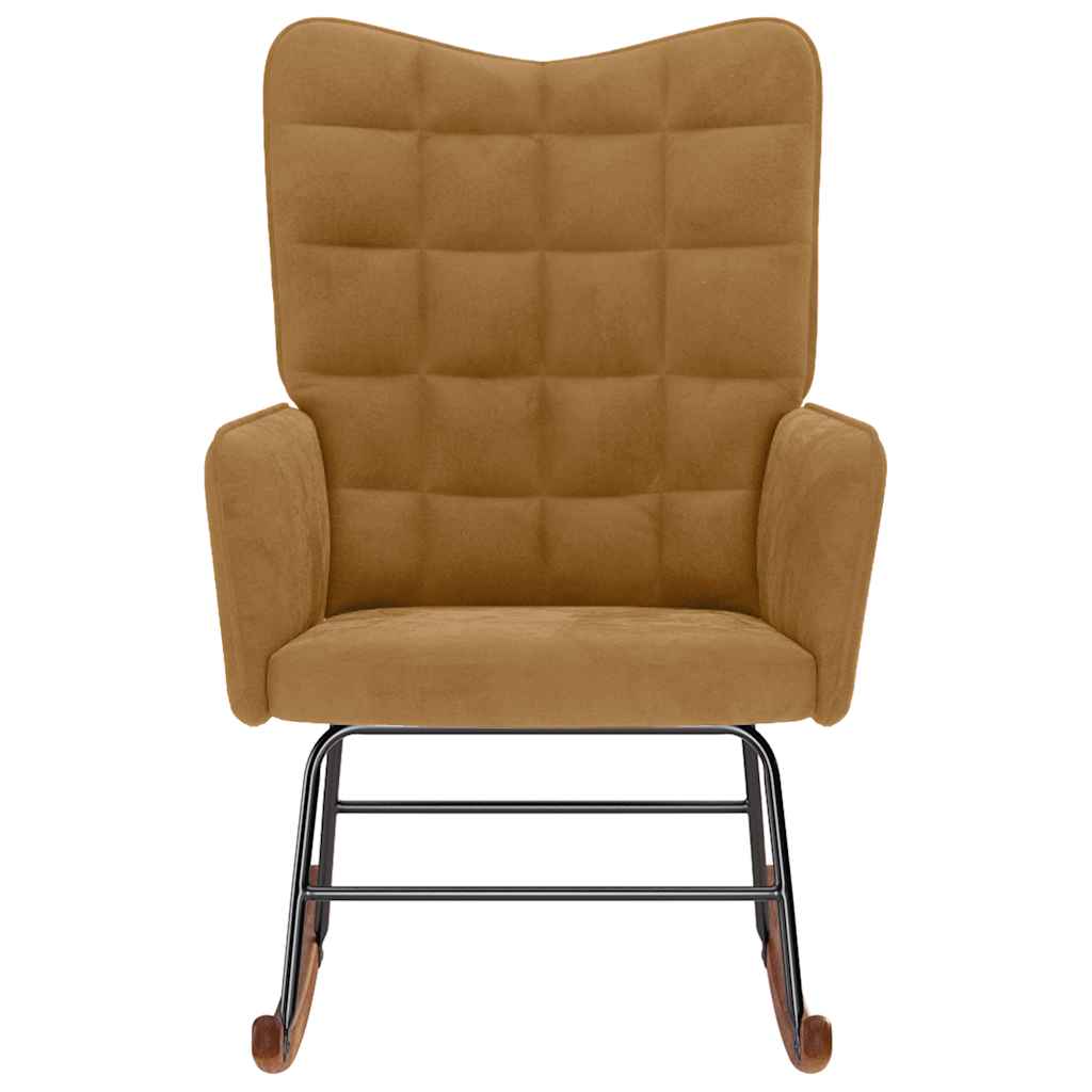 Thumbnail - vidaXL Schaukelstuhl Braun Samt