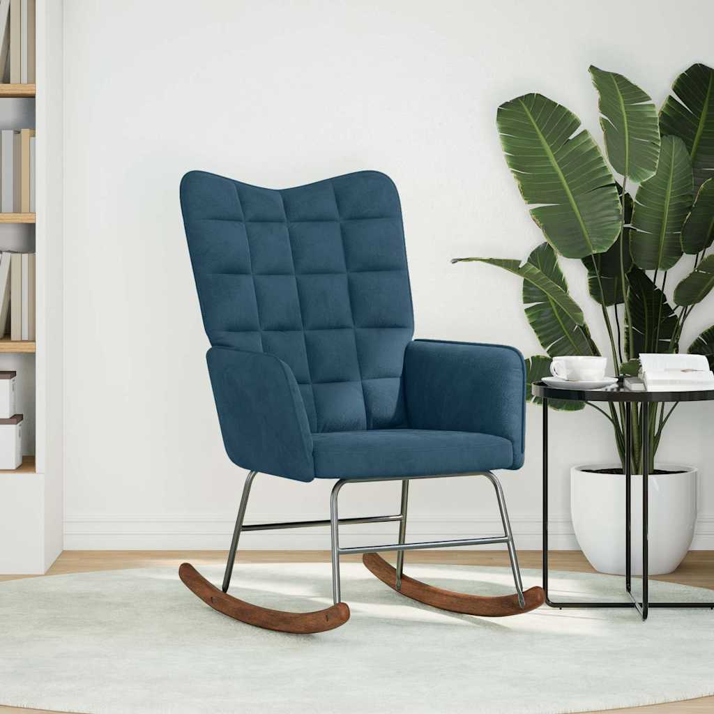 Thumbnail - vidaXL Schaukelstuhl Blau Samt