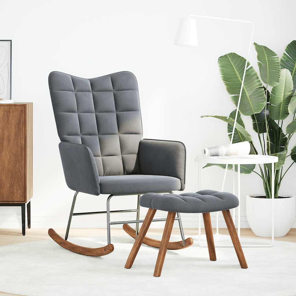 vidaXL Hojdacie kreslo  so stoličkou Dark Grey Velvet