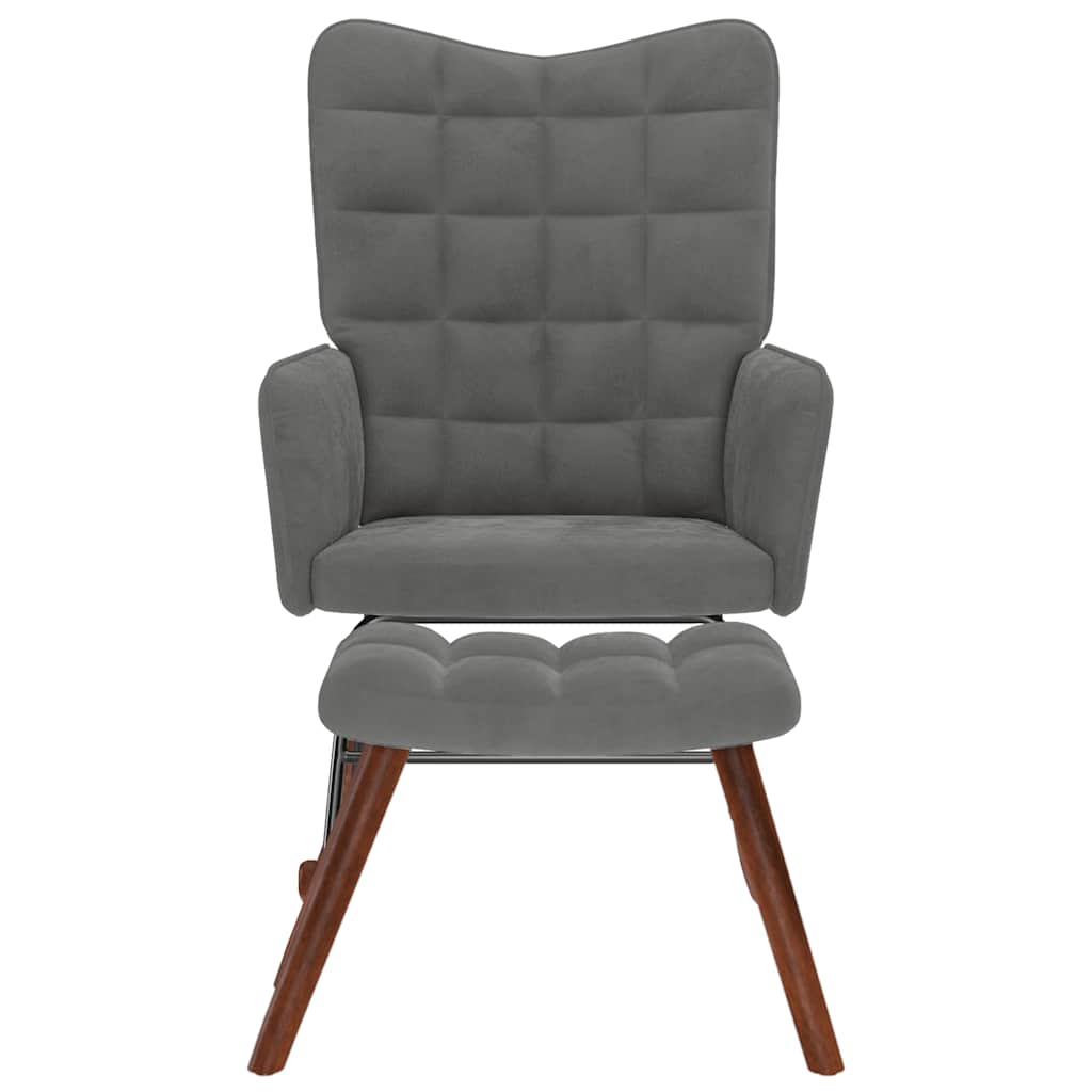 Thumbnail - vidaXL Schaukelstuhl mit Hocker Dunkelgrau Samt