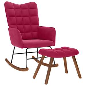 vidaXL Kiiktool koos Stool veinipunane, samet