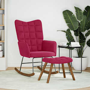 Gugalni stol s stolčkom Vino rdeči žamet