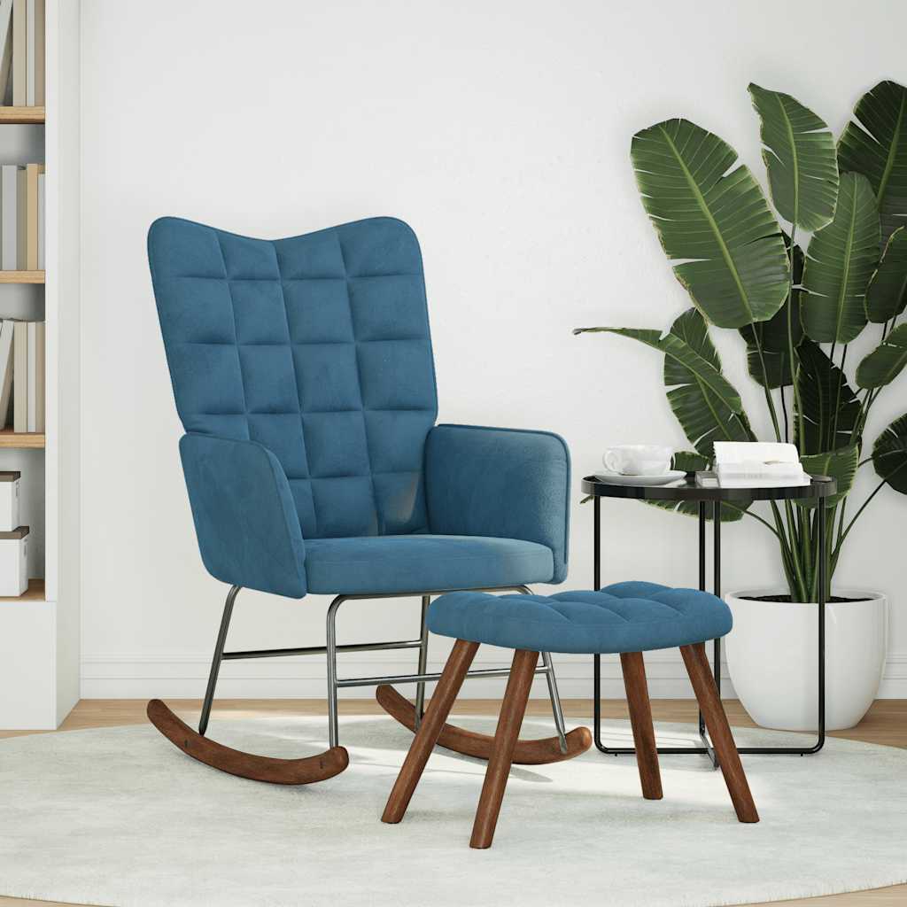 vidaXL Hojdacie kreslo  so stoličkou Blue Velvet